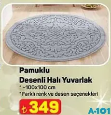 PAMUKLU DESENLİ HALI YUVARLAK 100X100 CM